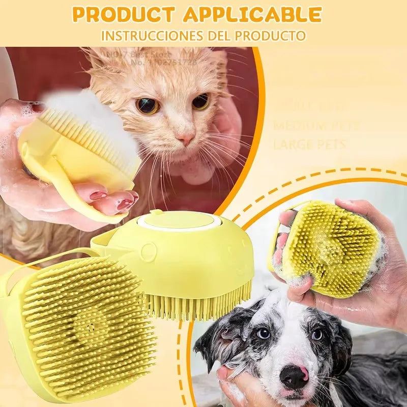 Dog Bath Brush Silicone Pet Shampoo Brush Soap Dog Scrubber