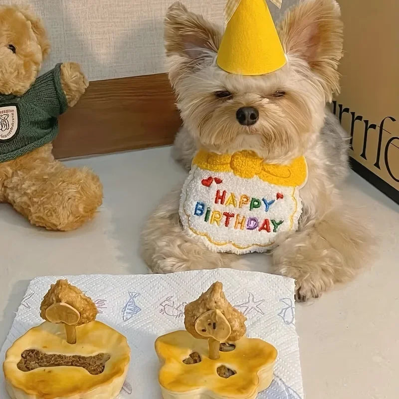 Adorable Dog Cat Puppy Birthday Hat & Bandana Set