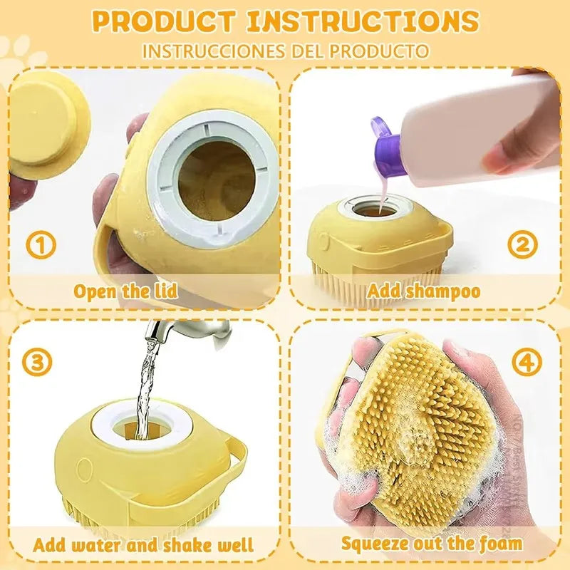 Dog Bath Brush Silicone Pet Shampoo Brush Soap Dog Scrubber